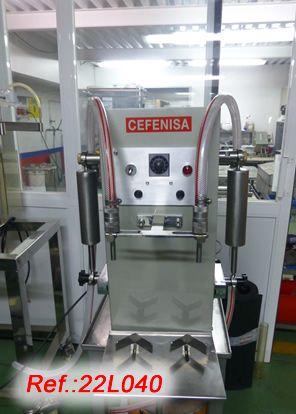 JEF SEMIAUTOMATIC LIQUID - GEL FILLING MACHINE WITH TWO 15ML TO 180ML APPROX. PISTON RANGE AND SPEED REGULATOR