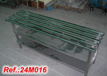 STAINLESS STEEL BAR TABLE WITH TWO SHELVES