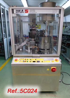 IMA-ZANASI MODEL 40-F HARD CAPSULE FILLING AND CLOSING MACHINE WITH No1 FORMAT AND 40000 CAP/HOUR APPROX. OUTPUT