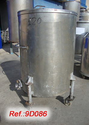 900L APPROX. STAINLESS STEEL TANK WITH SIDE OUTLET, LID WITH HANDGRIP AND FEET WITH WHEELS