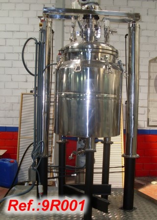 150 LITRE APPROX. REACTOR WITH WATER STEAM JACKET, VACUUM SEAL, SLOW ANCHOR AGITATOR WITH SCRAPPERS, TURBO AGITATION, HIDRAULIC LID ELEVATION AND LEGS
