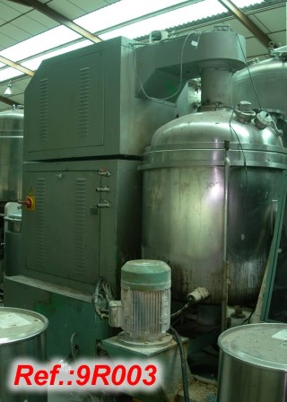 785 LITRE APPROX. REACTOR WITH ELECTRICAL HEATED JACKET, ANCHOR AGITATOR WITH SCRAPPERS, BLADE AND TURBO AGITATION