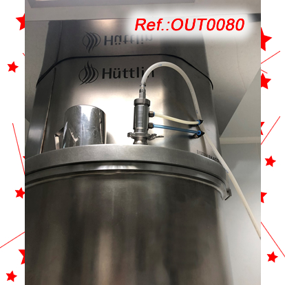 MIRROR FINISH STAINLESS STEEL HÜTTLIN MODEL HMG-250 GRANULATOR WITH STRUCTURE AND ELECTRIC CONTROL CABINET