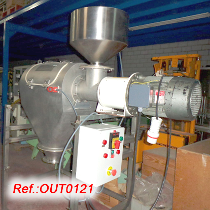 “KEK” HORIZONTAL SIEVE MACHINE WITH INPUT CHUTE, ELECTRIC CONTROL CABINET, STRUCTURE AND ONE MESH 250mm APPROX. DIAMETER x 630mm APPROX. LENGTH