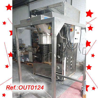 STAINLESS STEEL QUADRO COMIL MILL MODEL 196-S WITH ELECTRIC CONTROL CABINET AND STAINLESS STEEL STRUCTURE WITH SUPPORT LEGS WITH CASTER WHEELS WITH BRAKES WITH ONE MESH AS IN STOCK