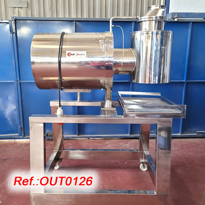 “GLATT LABORTECNIC” STAINLESS STEEL CONICAL SIEVE - CHOPPER MODEL “TRG-250.03” WITH STAINLESS STEEL STRUCTURE, CASTER WITH WHEELS WITH BRAKES AND ONE MESH AS IN STOCK