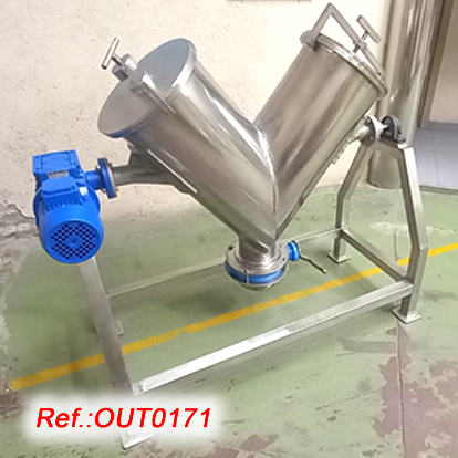 STAINLESS STEEL 75 LITRE V TYPE MIXER WITH STRUCTURE AND SUPPORT LEGS